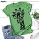 thumbnail image 2 of Nueva camiseta de verano con estampado de jirafa, camiseta informal de dibujos animados para mujer Irfora Negro/S, 2 of 5