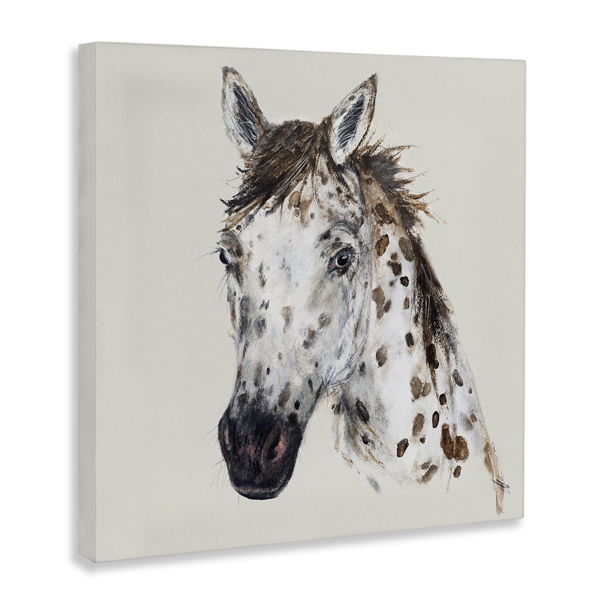 Stupell Industries Charming Spotted Horse Animals Painting Wrapped Canvas Art Print Wall Art, 30 x 30
