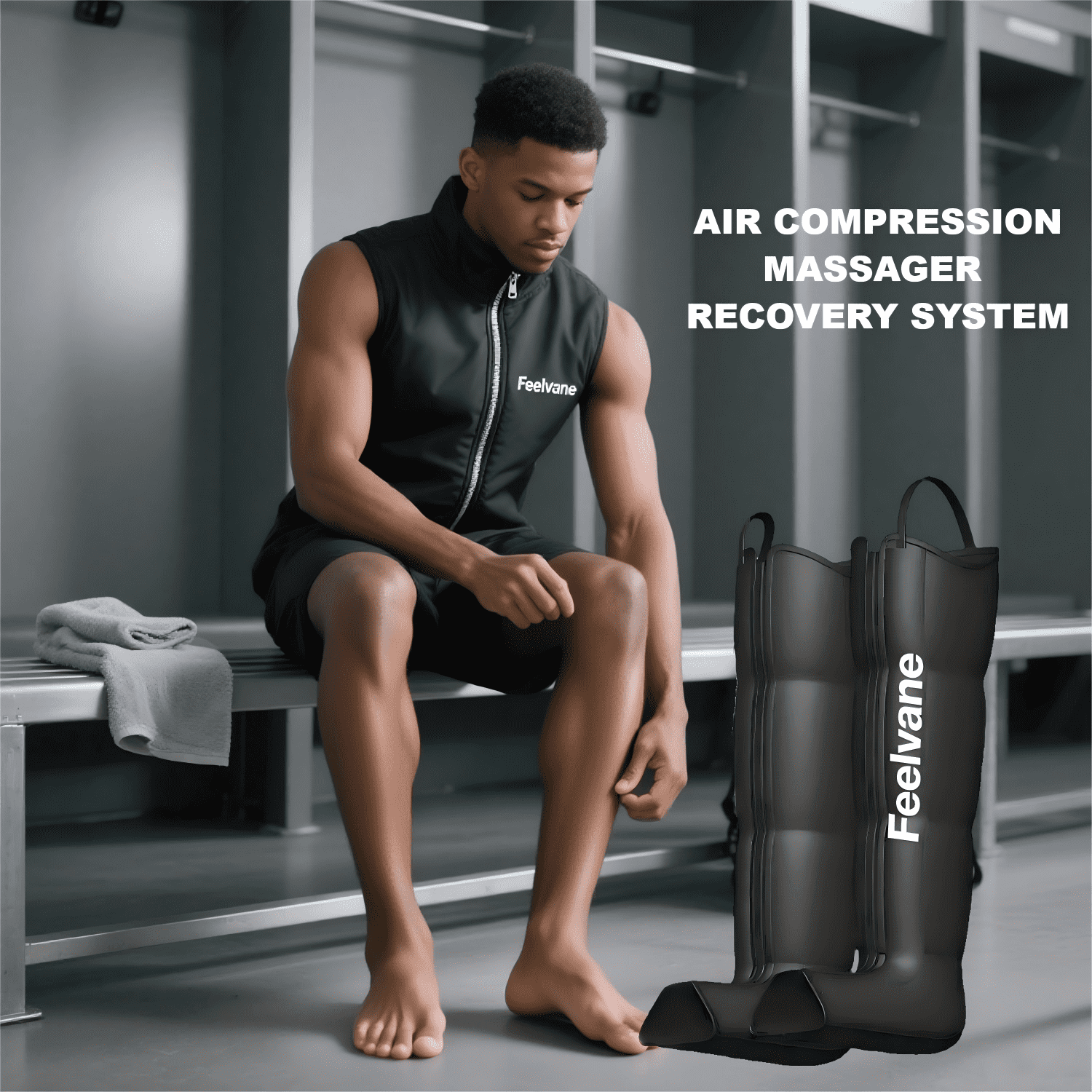 Feelvane Leg Massager, Foot Massager and Leg Compression Massager for Circulation, Air Compression Massage Boots Fast Recovery Therapy System for Athletes