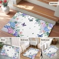 thumbnail image 5 of Area Rug 2 x 3 Ft, Spring Flowers Indoor Accent Bathroom Rugs for Kitchen/Laundry Room, Watercolor Floral Butterflies Botanical Washable Non-Slip Runner Floor Mat for Entryway, Living Room, 5 of 7