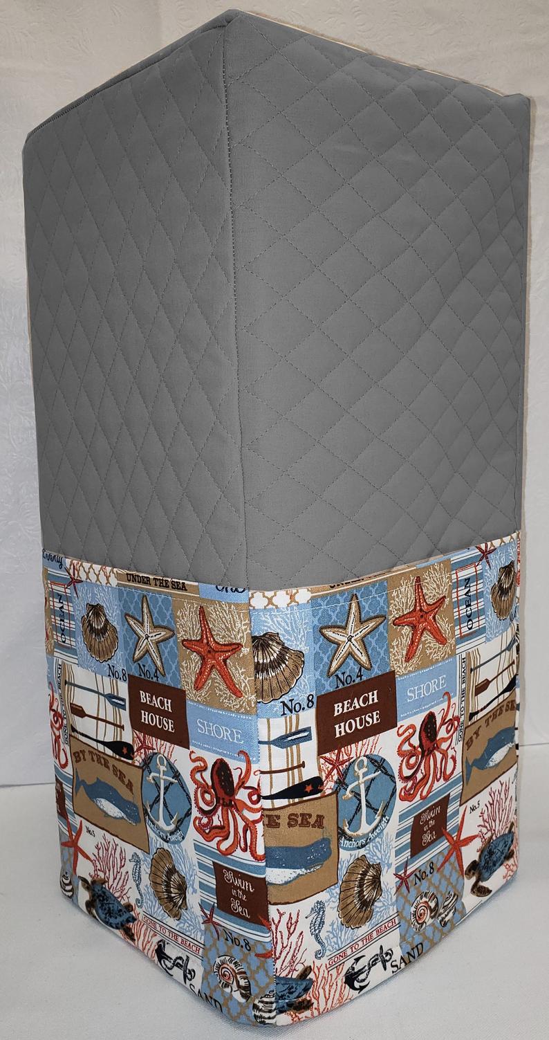 Quilted Beach House Blender Cover by Penny's Needful Things (Small, Gray)