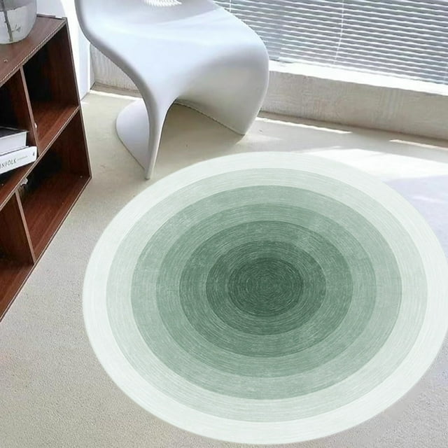 Uklsqma Coussin de Sol Rond Antidérapant en Polyester / Tapis Absorbant Doux de 23,6 Pouces pour Salon Chambre Bureau / Coussin de Siège Imperméable Confortable Insonorisé en Orange Marron Vert
