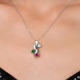 thumbnail image 3 of Gem Stone King 925 Sterling Silver White Moissanite and Green Nano Emerald and Red Created Ruby Pendant for Women (1.52 Cttw, Gemstone, Heart Shape 5MM, 18 inch Chain), 3 of 6