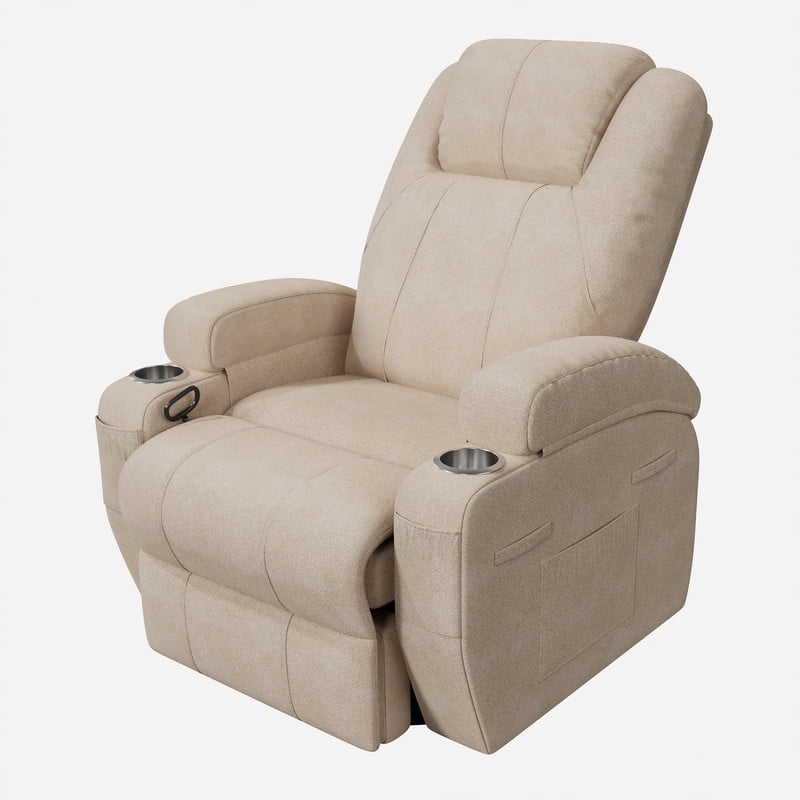 Homall 360° Swivel Rocking Recliner Massage Oversized Singal Sofa For Living Room Ergonomic High Backrest and Adjustable Recliner,Linen Beige