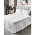thumbnail image 4 of White Marble Bed Skirt Cal King Size, Modern Geometric Abstract Minimalist Crack Wrap Around Bed Skirting with Adjustable Elastic Strap, Dust Ruffled Pleated Bedskirts 18 Inch Drop for Bedroom Beds, 4 of 9