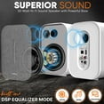 thumbnail image 3 of Pyle 50-Watt MAX HiFi Studio Active and Passive Desktop Bluetooth Bookshelf Speaker System, (White), 3 of 7