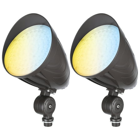 2 Pack LED 3CCT Bullet Flood Light, Dusk to Dawn Landscape Spotlights, 3000K/4000K/5000K Selectable