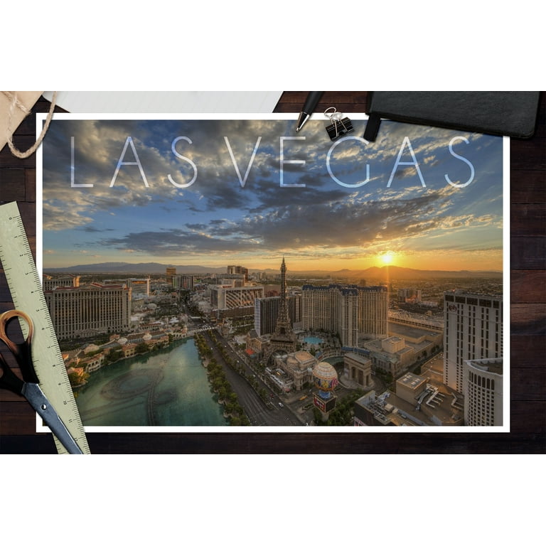 Las Vegas, Nevada, Aerial View at Sunset (12x18 Wall Art Poster