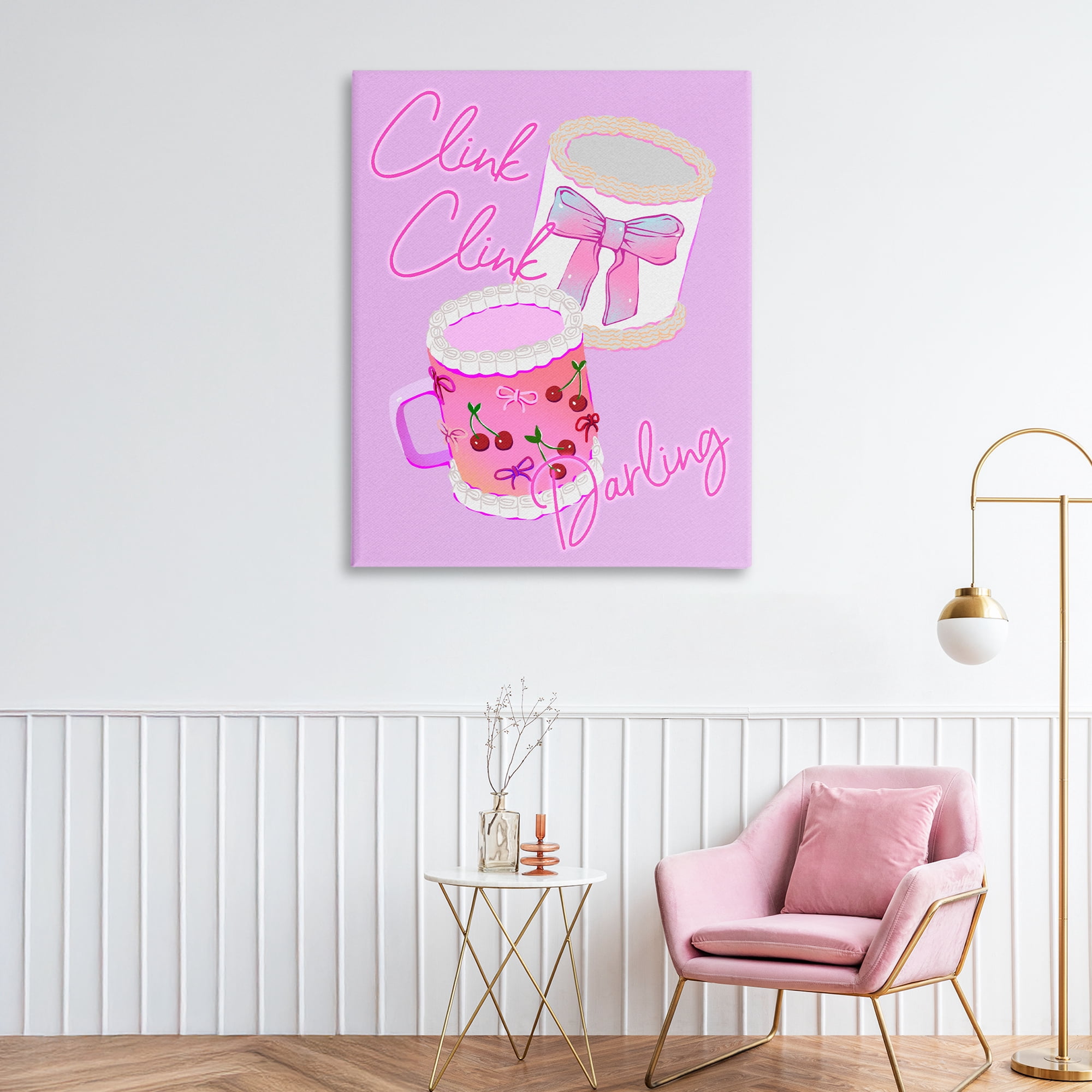 Stupell Industries Clink Darling Cherry Mug Canvas Wall Art, design by Ziwei Li