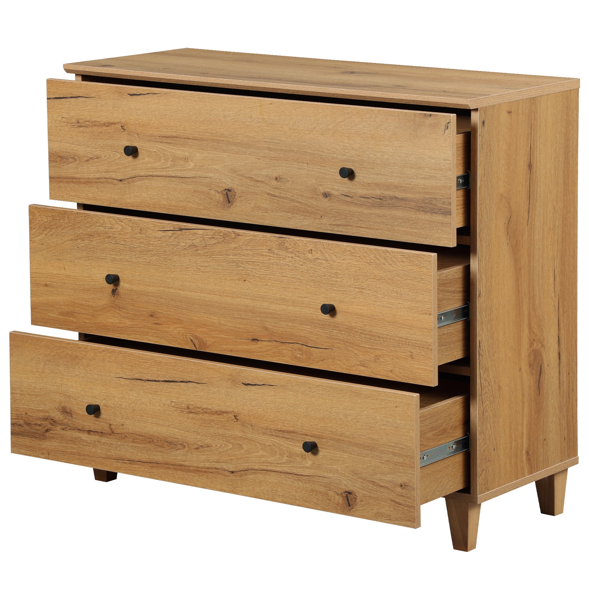 3-Drawer Dresser for Bedroom, Wood Bachelors Chest, 35.4 Inches Wide Chest of Drawer for Closet Organizer, Oak Brown