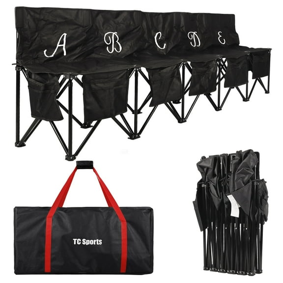 5-Seater Folding Soccer Chair Portable Team Sport Sideline Chair For Soccer Camps, Trips, Camping, Events and Other Outdoor