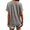 thumbnail image 3 of Xmarks Women's Summer Button Short Sleeve T-Shirt Summer V-Neck Solid Color Casual top Gray 2XL, 3 of 4