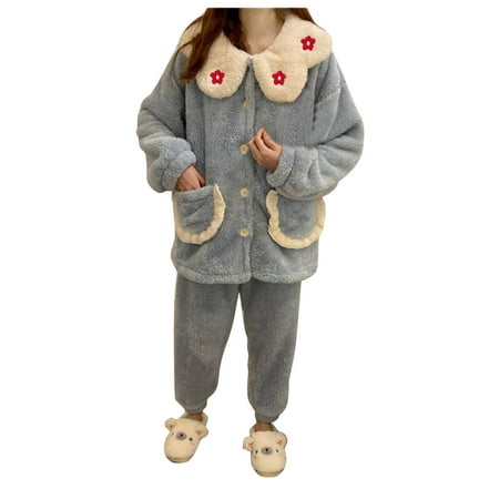 

New Womens Pajamas Set Women S Loose Pockets Hairy Wearing Home Clothes And Pajama Suit