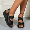 thumbnail image 3 of THDHVS Womens Wedge Sandals,Fashion Casual Round Head Sandals Comfy Beach Casual Shoes Black, 3 of 7