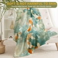 thumbnail image 3 of Koi Fish Flannel Blanket - Lightweight Soft Cozy Unique Gifts Blankets for Nature Lovers,Adult,Women, Watercolor Water Bubble Throw,Home Room Modern Decor 50x40in, 3 of 4