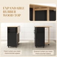 thumbnail image 4 of Black Rolling Kitchen Island Cart with Drop Leaf & Storage - 3 Drawers, Spice Rack, Towel Rack, 52” x 17.7” x 36” - Kitchen & Dining Furniture, 4 of 7