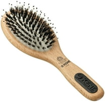 Kent PF02 Small Cushion Detangler Brush – Boar Bristle & Nylon Mix for Smoothing and Straightening Oval Wood Paddle for Medium to Long Hair