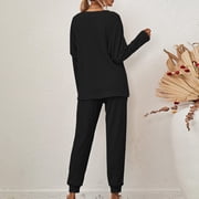 ZZwxWA Lounge Sets for Women Two Piece Casual Outfits Athletic Sweatsuits Sets Plus Size Long Pant Loungewear Workout Tracksuits Solid Color Knitted Pit Striped