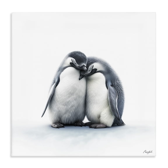 Stupell Industries Eclectic Minimal Penguins Cuddling Canvas Art, 17 x 17, by Roozbeh