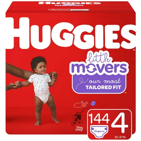 Huggies Little Movers Baby Diapers, Size 4, 144 Ct, One...