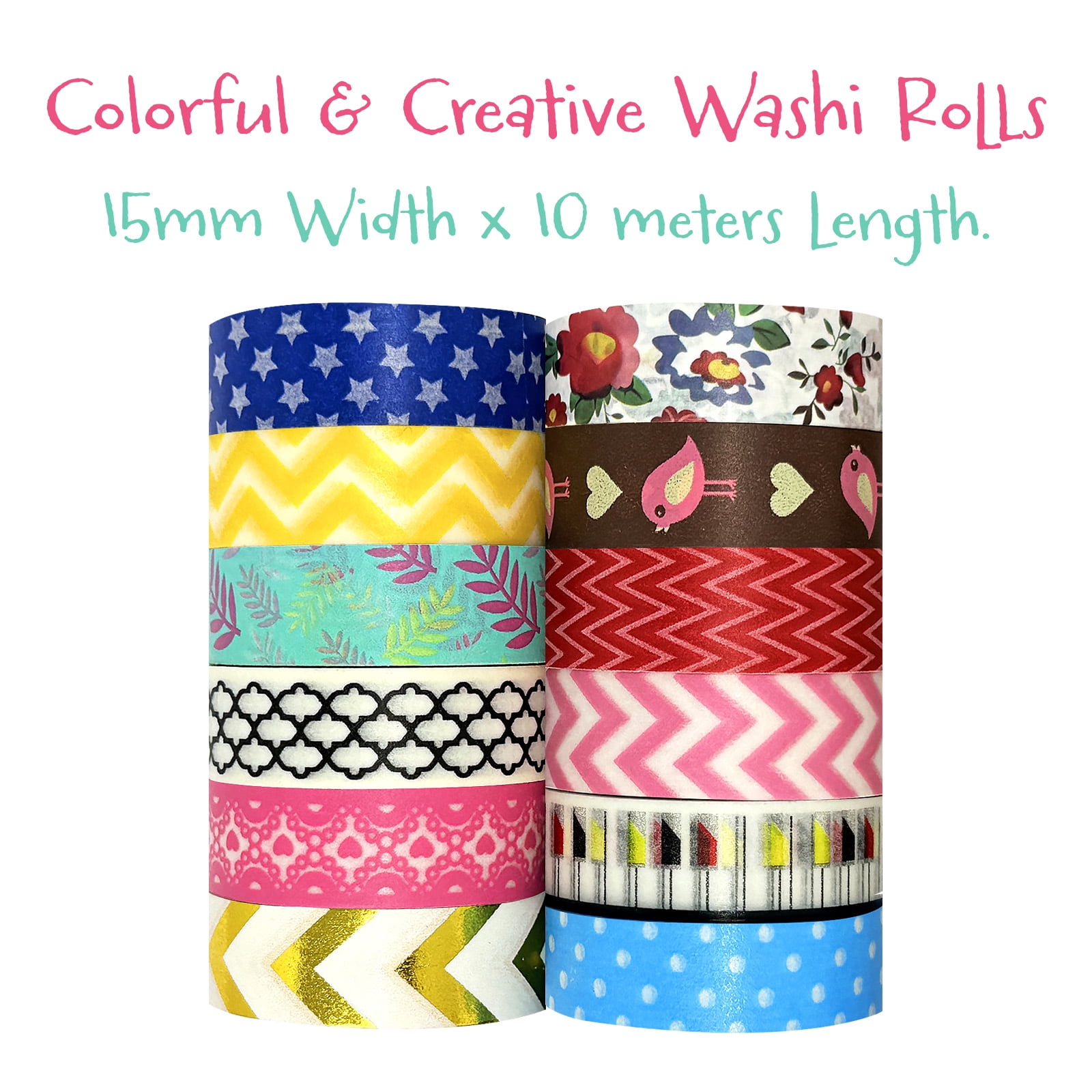 Wrapables Washi Tapes Decorative Masking Tapes, Set of 12, ADSET20