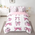thumbnail image 2 of Manfei Girly Pink Ribbon Twin Bedding Sets 7-Piece, Sugar Halloween Pumpkin Bedding Comforter Set, Cartoon Princess Style Reversible Sheet Sets, Super Cozy Room Decor, 2 of 7