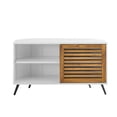 thumbnail image 5 of Manor Park Contemporary Boho Sliding Door Corner TV Stand, White, 5 of 9