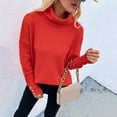 thumbnail image 3 of Vedolay Fall Sweater Womens Pullover Sweater V Neck Long Sleeve Solid Knit Tops Casual Fall Sweater,Orange M, 3 of 5