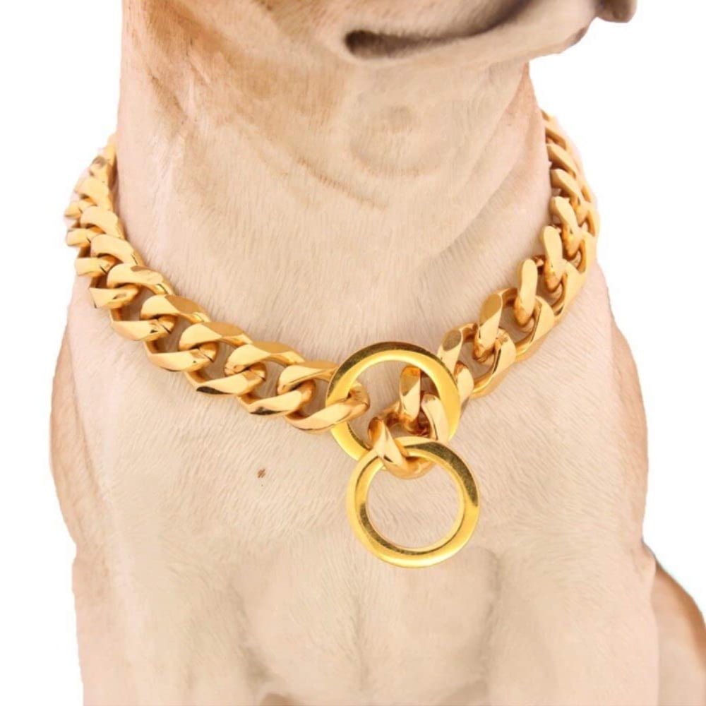 Stainless Steel Dog Chain Necklace, 15mm Thick Dog Collar for Small