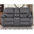 thumbnail image 2 of Alexent Recliner Leather Sofa with Cup Holders & Storage Loveseat Recliner Gray, 2 of 9