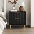 thumbnail image 1 of Aykah Cameo Nightstand with Drawers, Bedside Table with 2 Drawers, Golden Colour Metal Legs, Multi-Purpose End Table, Side Table Living Room, 1 of 6