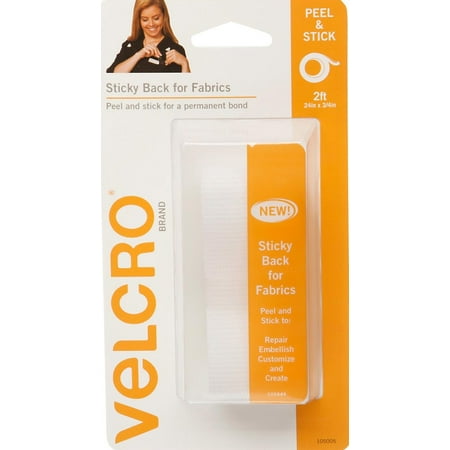 VELCRO Brand Sticky Back White Fabric Tape, 2