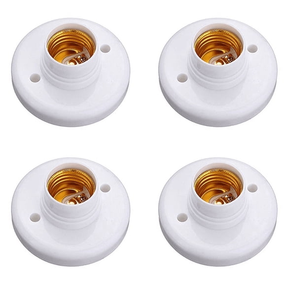 4X E27 Round Plastic Base Screw Light Bulb Lamp Socket Holder White