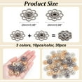 thumbnail image 2 of 30 Pcs 3 Colors Sew-On Snap Press Button 1 inch Hollow Alloy Snap Buttons Flower Vintage Metal Sewing Snaps for Clothing Jeans Jacket Sweater DIY Craft Projects for DIY, 2 of 6