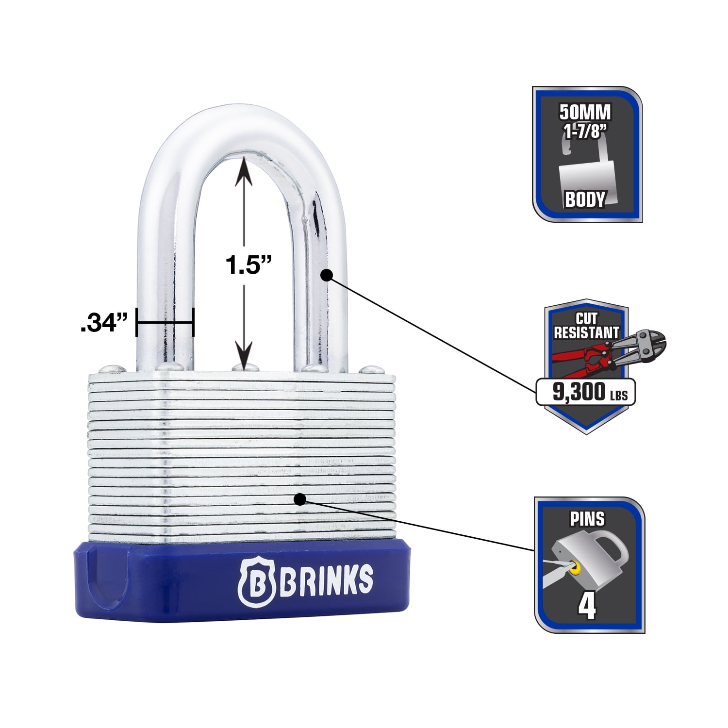 ブリヂストン❣️Jumbo MTNⅢ PRO MODEL❣️(MI2-103052) Brinks Laminated Steel Padlock 50mm Body with 1- 1/2 inch Boron