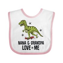 Inktastic Nana and Grandpa Love Me Dinosaur Grandson Boys Baby Bib