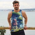 thumbnail image 6 of KLL Fantasy Treehouse Planet Scene Print Men's Muscle Gym Workout Stringer Tank Tops Bodybuilding Fitness T-Shirts Tank Tops Men-3X-Large, 6 of 7