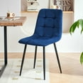 thumbnail image 2 of NORDICANA Navy Blue Velvet Dinner Chairs Set of 4, Modern Armless Biscuit Tufted Dining Side Chairs with Metal Legs for Kitchen Living Room Vanity, 2 of 8