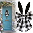 thumbnail image 2 of CoreLiving Easter Bunny Ears Wreath Bow Buffalo Plaid Design 16 Inch Spring Decorative Bow for Tree Topper Front Door Wreath Black White Ribbon Premade Bow for DIY Crafts, 2 of 5
