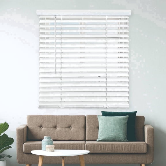 REGAL estate Cordless 2" Smooth Faux Wood Blinds for Inide Mount, 20"W x 48"H, Smooth White