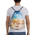 thumbnail image 2 of Drawstring Backpack - Beach Starfish Shell Splash Proof Small Drawstring Gym Bag for Women Men, Cinch Sports String Bag Backpack for Travel Swimming Beach, 2 of 8