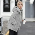 thumbnail image 4 of Duoif Fleece Jacket Women, Womens Fuzzy Lapel Open Front Long Cardigan Coat Faux Warm Winter Outwear Jackets for Women Grey M, 4 of 4