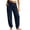 05# Navy, variant on Women's Cotton Linen Joggers Ihhxva Drawstring Pants with Pockets Casual Elastic Waist Trousers Loose Fit Summer Straight Leg S-2XL