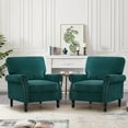 thumbnail image 3 of COOLHUT Modern Accent Chair Armchair, Linen Fabric Upholstered Comfy Single Sofa with Solid Wood Frame for Living Room, Green, 3 of 11