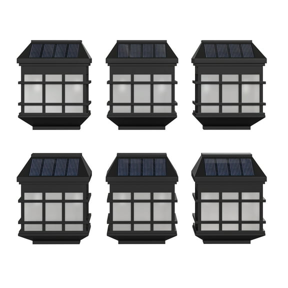 Flash Furniture 6 Piece Modern Black LED Wall Mounted Solar Pathway Light, 8 Lumens