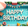 thumbnail image 4 of Vibrant Design Happy Birthday Swimming Pool Summer Theme Float Decoration Party Banner for Pool Party Beach Celebration Outdoor Event, 4 of 8