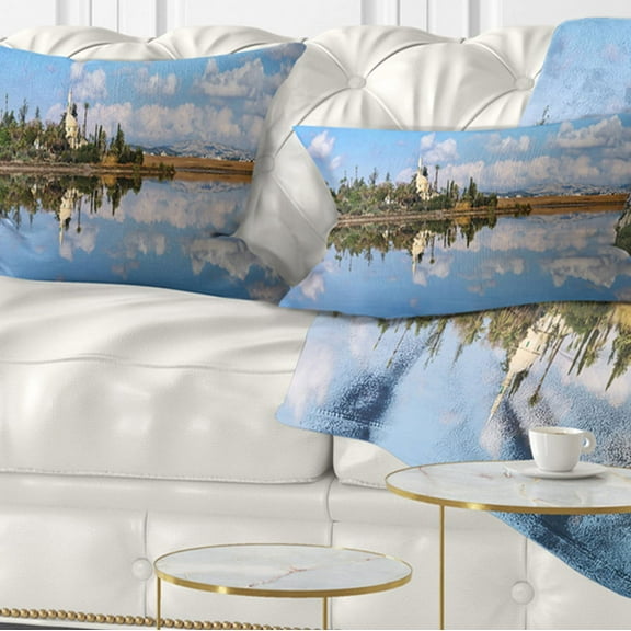 Designart 12" x 20" Blue Polyester Throw Pillow