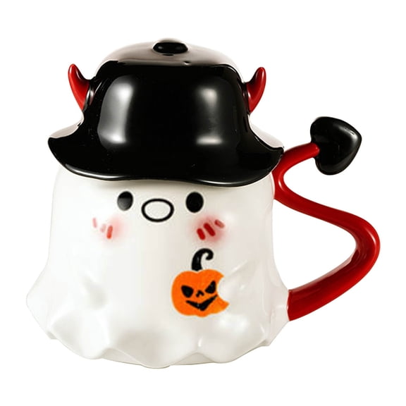 Personalized Halloween Ghost Mug, 300ml Ceramic Coffee Tea Cup, Customizable Ghost Design, Microwave & Dishwasher Safe Gift