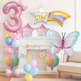 thumbnail image 3 of JKGOO Set de globos rosa de mariposa para cumpleaños, número 3 de 81 cm, 3 of 5