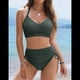 thumbnail image 4 of Conjunto de Bikini de Cintura Alta con Cordón Ajustable para Mujer, Traje de Baño Cruzado con Lazo en la Espalda. Verde Oscuro L, 4 of 9